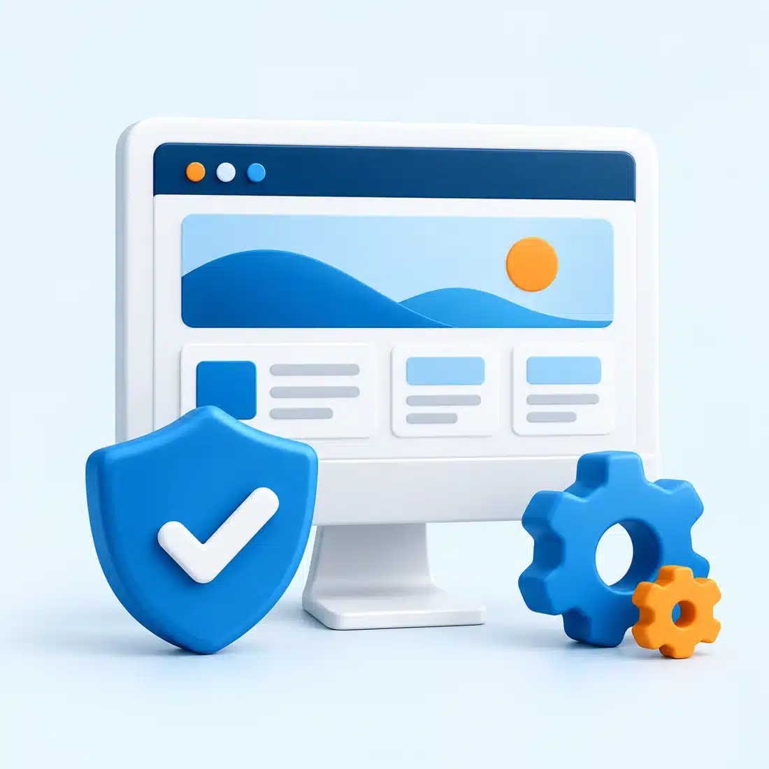 Ilustración de mantenimiento y protección de una web